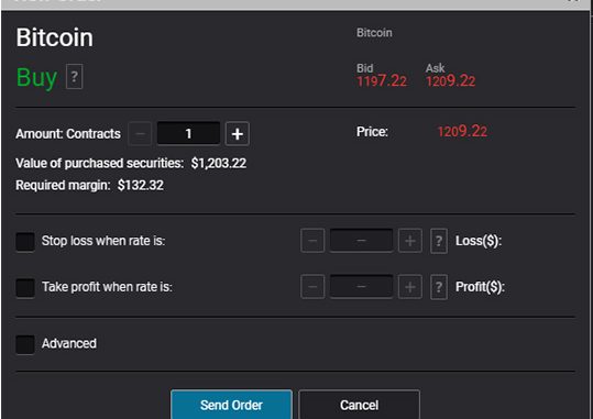 Bitcoin: buy long su Markets.com